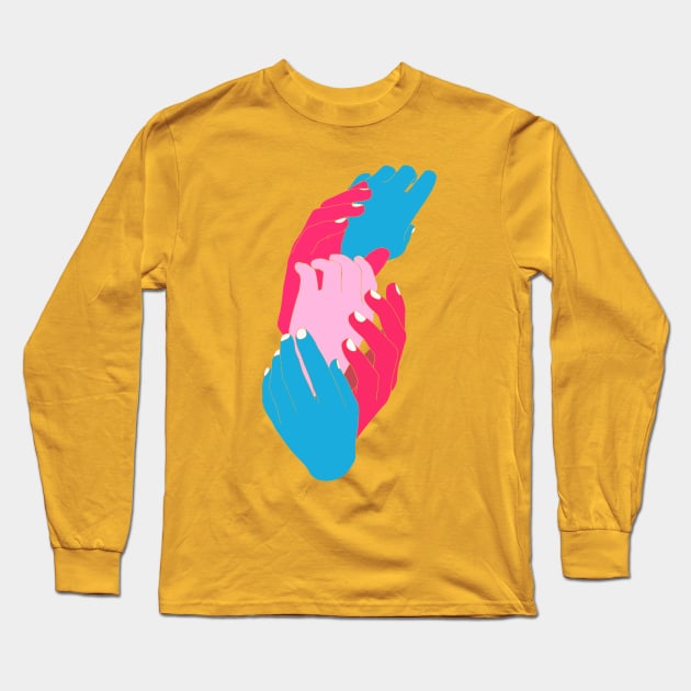 Hand in Hand Long Sleeve T-Shirt by sixfootgiraffe